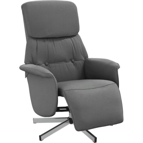 Poltrona Reclinabile In Tessuto Grigio Scuro - Comoda Con Poggiapiedi - Foto 7