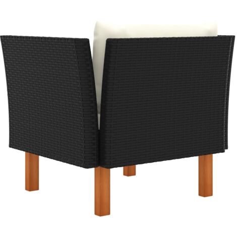 VidaXL 2 Poltrone Da Giardino Modulari In Polyrattan Grigio, Gambe In Legno Eucalipto, Con Cuscini Antracite Sfoderabili, 60x64x67 Cm