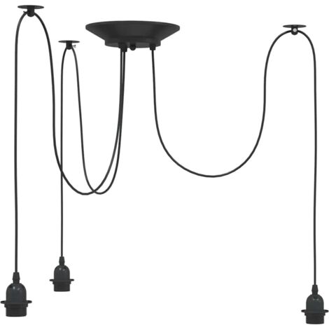 Searchlight Portalampada A Sospensione Rotondo Vintage – Metallo Cromato Lucido, Cavo In Tessuto Nero 1,5 M, Attacco E27