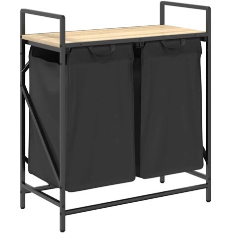 Mobile Da Bagno Per Lavanderia Biancheria Con 2 Scomparti E Cassetti Mdf Bianco