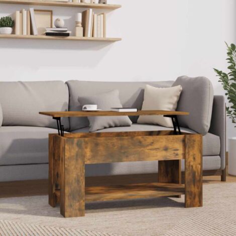 Tavolino da Salotto con Cassetti Rovere Fumo 100x100x40 cm