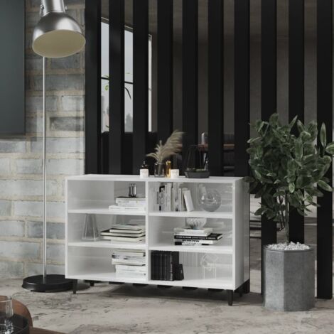 Credenza Bianco Lucido 60x30x70 cm in Legno Multistrato