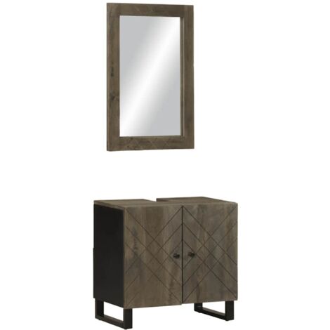 VidaXL Set Mobili Bagno 4 Pezzi In Legno Antico Rustico - Armadio Alto, Mobile Lavabo, Armadio A Muro, Unità Stoccaggio - Finitura Invecchiata