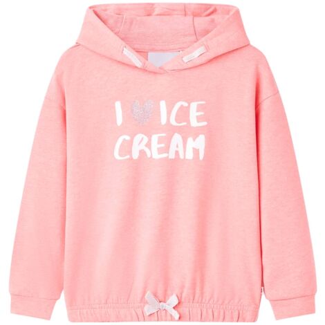 Felpa Con Cappuccio Bambina Colore Acqua Chiaro Taglia 116: Morbida Con Fiocco, Cotone 95%