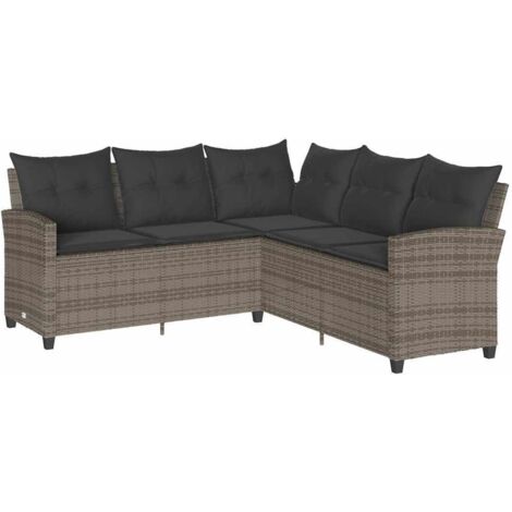 VidaXL Divano Da Giardino 4 Posti In Polyrattan Beige – Modulare Con Cuscini Spessi, Rivestimento Lavabile, Per Esterno