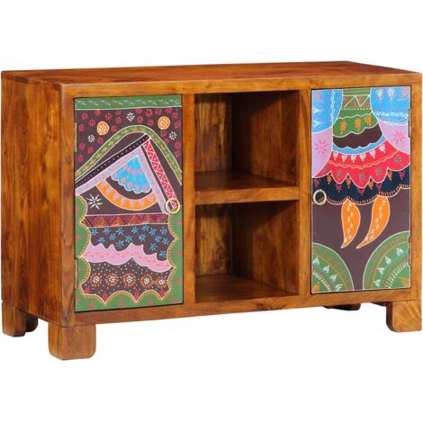 Credenza VidaXL In Legno Di Acacia Massello | Multicolore Dipinta A Mano | 50x35x60 Cm Con 6 Cassetti | Per Ingresso, Soggiorno O Bagno