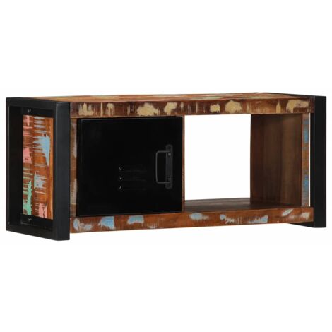 VidaXL Mobile Porta TV In Legno Massello Di Recupero – Stile Vintage, Armadietto Basso, Colore Naturale