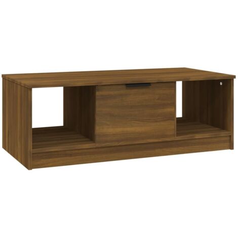 VidaXL Tavolino Salotto Rovere Marrone | 60x50x40 Cm | Legno Multistrato E Gambe Metallo | Con Vano Portariviste
