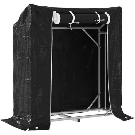 Rastrelliera Portalegna VidaXL In Acciaio, Rettangolare 37x37x113 Cm, Base Larga 45x45 Cm, Stabile E Robusta, Per Camino E Stufa A Legna, Colore Nero