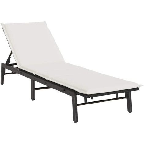 Lettino Prendisole VidaXL Pieghevole In Acciaio - Nero/grigio, Con Cuscino Spesso, Reclinabile, Porta 120 Kg