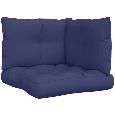 VidaXL Cuscini Per Pallet 2 Pezzi - Blu Reale, Tessuto Poliestere Idrorepellente - Seduta 61,5x60x10 Cm, Schienale 60x38x13 Cm