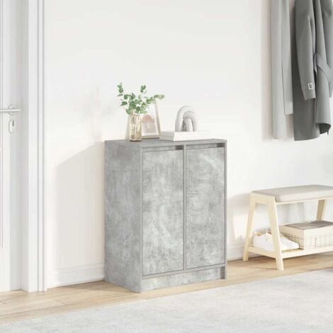 VidaXL Scarpiera In Legno Multistrato 2 Cassetti - Colore Grigio Cemento, Dimensioni 63x24x81 Cm, Design Moderno