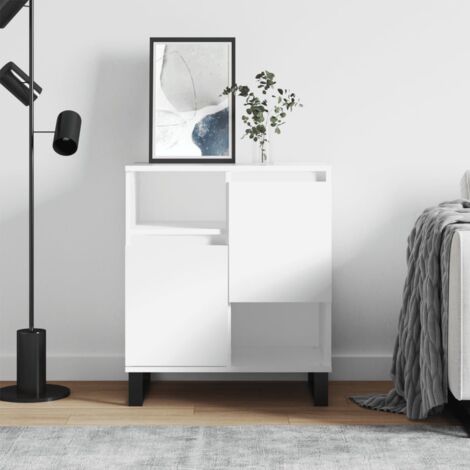 VidaXL Credenza Bianca In Legno Multistrato – 70x34x90 Cm – 2 Ante – Mobile Da Soggiorno Con Fissaggio A Parete