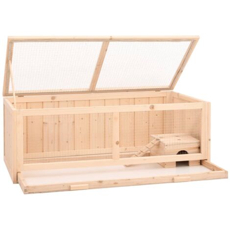Gabbia Per Criceti In Legno Di Abete Massiccio – 104x52x38 Cm, Tetto Apribile, Vassoio Estraibile, Rete Metallica 1x1 Cm
