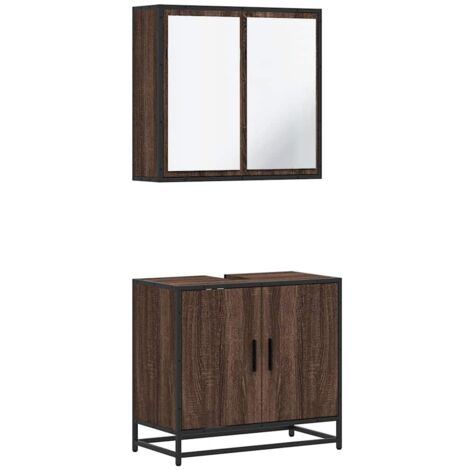 Armadietti con Luci LED 2pz Rovere Sonoma in Legno Multistrato