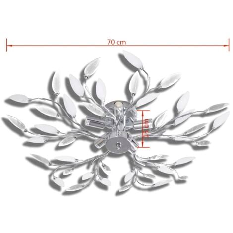 vidaXL Lampada da Soffitto Bianca Trasparente Cristalli Acrilici 5 E14