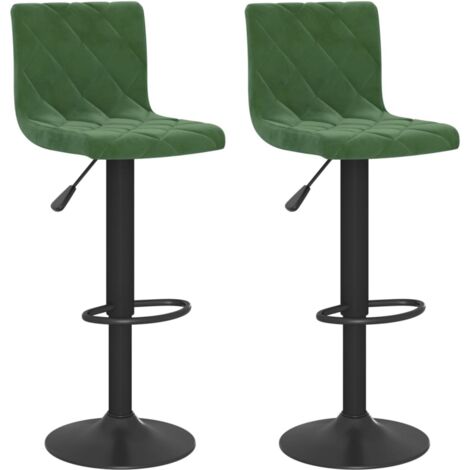 vidaXL Sgabelli da Bar pz Verde Scuro in Velluto - Main Image