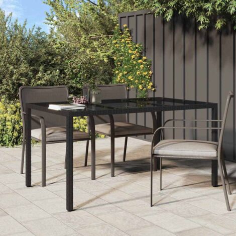 vidaXL Tavolo da Pranzo da Giardino Nero 150 x 90 x 75 cm Poly Rattan