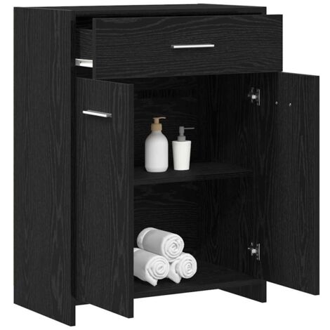 Pensile Bagno In Legno Rovere Sonoma 60x25x30 Cm - Armadio A Muro Con Ante A Gas