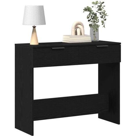 VidaXL Tavolino Nero Effetto Rovere, 90x36x75 Cm, In MDF, Compatto E Moderno, Per Soggiorno E Ufficio - 5