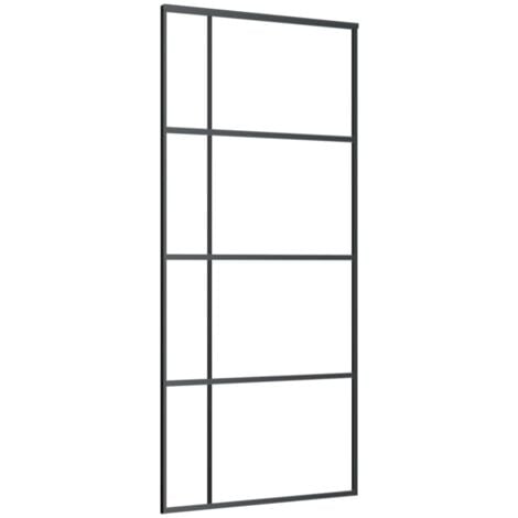 vidaXL Porta Scorrevole Vetro Smerigliato ESG Alluminio 90x205 cm Nera