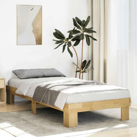 VidaXL Struttura Letto A Terra Rovere Fumé 90x200 Cm, In Legno Multistrato, Design Minimalista E Salvaspazio, Perfetta Sotto Letti A Castello, Facile Da Montare