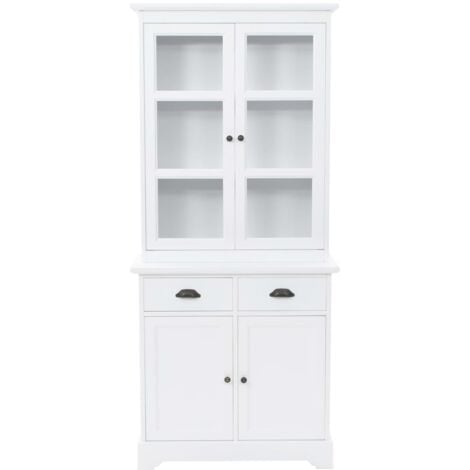 vidaXL Credenza con Alzata 4 Ante in MDF e Legno di Pino 80x40x180 cm