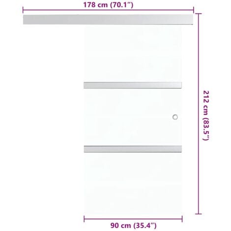 vidaXL Porta Scorrevole in Vetro ESG e Alluminio 90x205cm Argento
