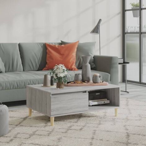 Tavolino Basso In Agglomerato Grigio Cemento - 100x60x42 Cm - 3