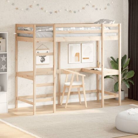 Progetto fai da te per letto a soppalco matrimoniale con scrivania (solo download del file / Struttura letto moderna salvaspazio / Progetti di falegnameria / Letto a soppalco con scrivania - Italia