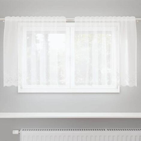 ESLIR Tenda con passanti, colore bianco, trasparente, per soggiorno, motivo floreale, 140 x 145 cm, 1 pezzo
