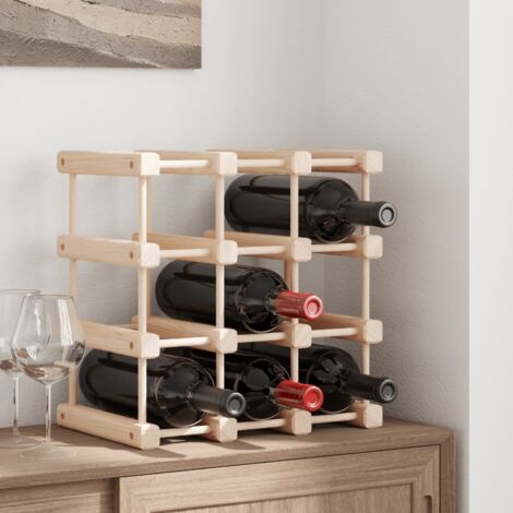 VidaXL Portabottiglie Da Vino 30 Posti In Legno Massello Di Pino Grigio - 6 Livelli Con Tavole Ondulate - 53x25x86 Cm