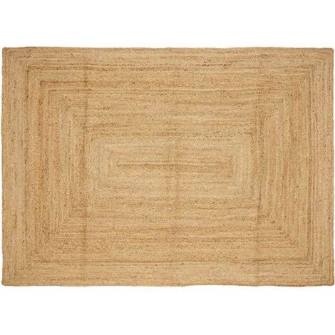 Tappeto In Juta VitaXL Naturale E Bianco 200x200 Cm – Trama A Cesto, Lavabile, Eco-Friendly Per Soggiorno E Camera