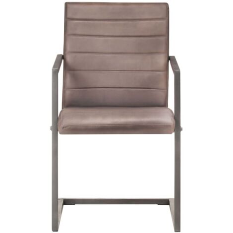 Set Di 6 Sedie Da Pranzo A Sbalzo In Similpelle Grigio - Eleganti E Comode Per Cucina E Sala - copertina