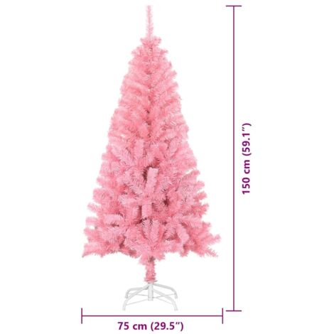 Albero Di Natale Artificiale Metà Con Supporto - Rosa 150 Cm - PVC Con 340 Rami - Design Salvaspazio A Mezza Luna - 3