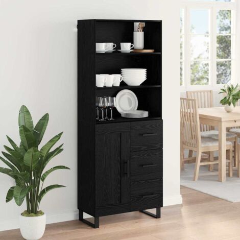 Credenza Nera 69,5x34x90 cm in Legno Multistrato 827981