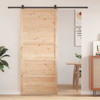 Porta A Fattoria Scorrevole In Legno Massello Di Pino VidaXL - Bianco Opaco, Dimensioni 80x208 Cm, Per Interni, Stile Rustico Moderno