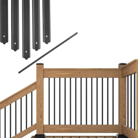 Französisches Balkongeländer - 82 x 2,5 x 0,25cm - 50 Stück, Schwarz - Geländerträger Balustrade Balkonschutzgitter - Fenstergitter, zur Sicherung von Treppen und Stufen Garteneingangstor