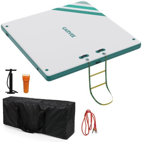 Rutschfeste aufblasbare Plattform 2,4×1,8 m – Dicke Insel für See, Strand, Pool – Stabile Oberfläche, Tasche inkl.