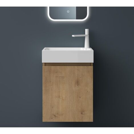 Mai & Mai Badmöbelset Badezimmermöbel bestehend aus Waschbecken und Waschbeckenunterschrank in Kerneiche, BTH: 46x26x63cm Pisa02