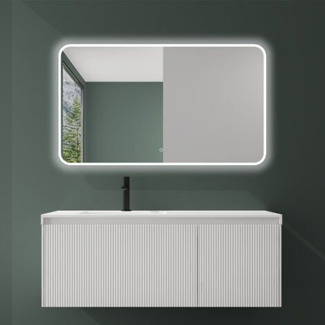 Mai & Mai Design Badmöbel set Waschtisch mit Unterschrank Waschbeckenunterschrank 120cm in Weiß matt mit Softclose Schubladen inkl. Mineralguss Waschbecken Santa