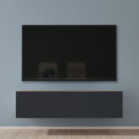 Mai & Mai Fernsehtisch Fernsehschrank TV Schrank Verdeckter Griff mit Soft-Close Lowboard Hängeschrank für Wohnzimmer in Kerneiche + Matt Anthrazit BTH: 120x40,2x30 cm Fernsehschrank02