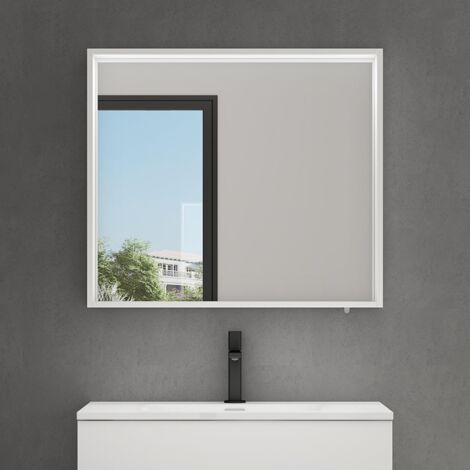 Mai & Mai Spiegelschrank Bad mit Beleuchtung Badezimmerschrank Hängeschrank Badezimmerspiegel BxTxH 80x12x70 cm Weiß matt Spiegelschrank-01