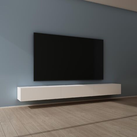 Mai & Mai Fernsehtisch Fernsehschrank TV Schrank Verdeckter Griff mit Soft-Close Lowboard Hängeschrank für Wohnzimmer in Matt Weiß BTH: 300x40,2x30 cm Fernsehschrank02