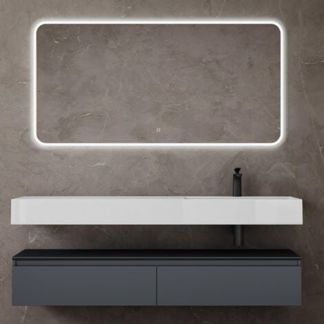 Mai & Mai Waschbeckenunterschrank 73cm - Mineralguss Waschtisch Anthrazit