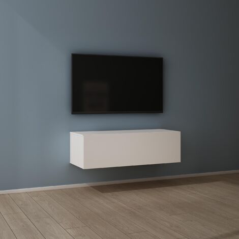 Mai & Mai Fernsehtisch Fernsehschrank TV Schrank Verdeckter Griff mit Soft-Close Lowboard Hängeschrank für Wohnzimmer in Matt Weiß BTH: 100x40,2x30 cm Fernsehschrank02