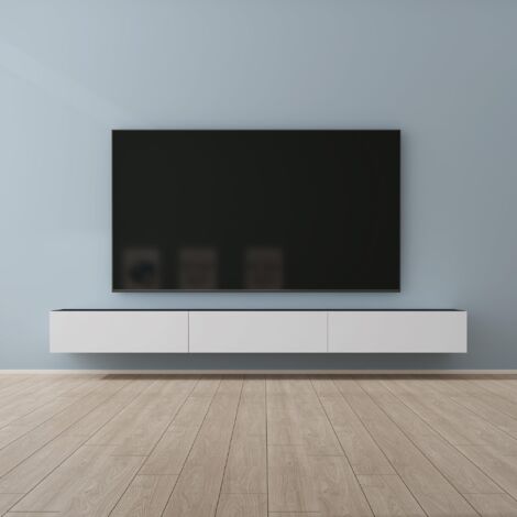 Mai & Mai Fernsehtisch Fernsehschrank TV Schrank Verdeckter Griff mit Soft-Close Lowboard Hängeschrank für Wohnzimmer in Matt Anthrazit + Matt Weiß BTH: 300x40,2x30 cm Fernsehschrank02