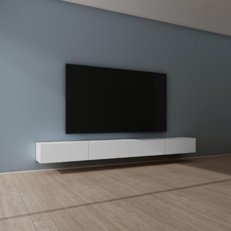 Mai & Mai Fernsehtisch Fernsehschrank TV Schrank Verdeckter Griff mit Soft-Close Lowboard Hängeschrank für Wohnzimmer in Matt Weiß BTH: 320x40,2x30 cm Fernsehschrank02