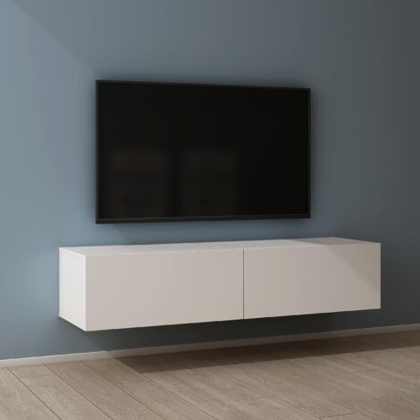 Mai & Mai Fernsehtisch Fernsehschrank TV Schrank Verdeckter Griff mit Soft-Close Lowboard Hängeschrank für Wohnzimmer in Matt Weiß BTH: 140x40,2x30 cm Fernsehschrank02