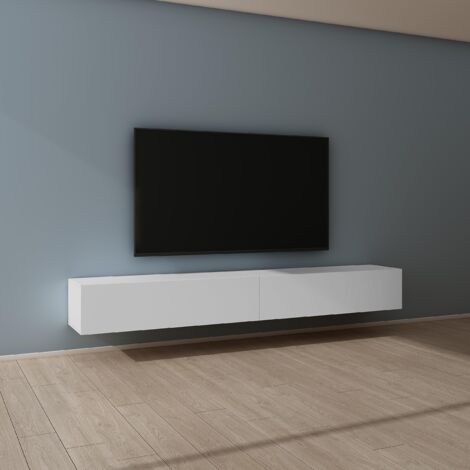 Mai & Mai Fernsehtisch Fernsehschrank TV Schrank Verdeckter Griff mit Soft-Close Lowboard Hängeschrank für Wohnzimmer in Matt Weiß BTH: 240x40,2x30 cm Fernsehschrank02